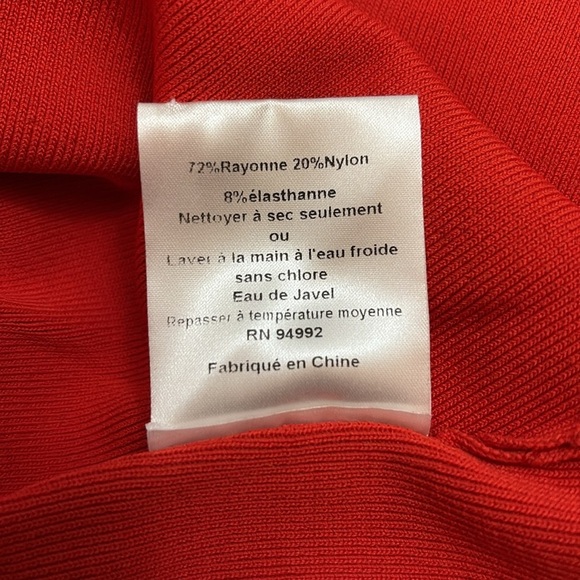 Jonathan Simkhai Red Long Sleeve Rib Knit Crew Neck Top Wide Flare Cuffs Sz M - Picture 5 of 8